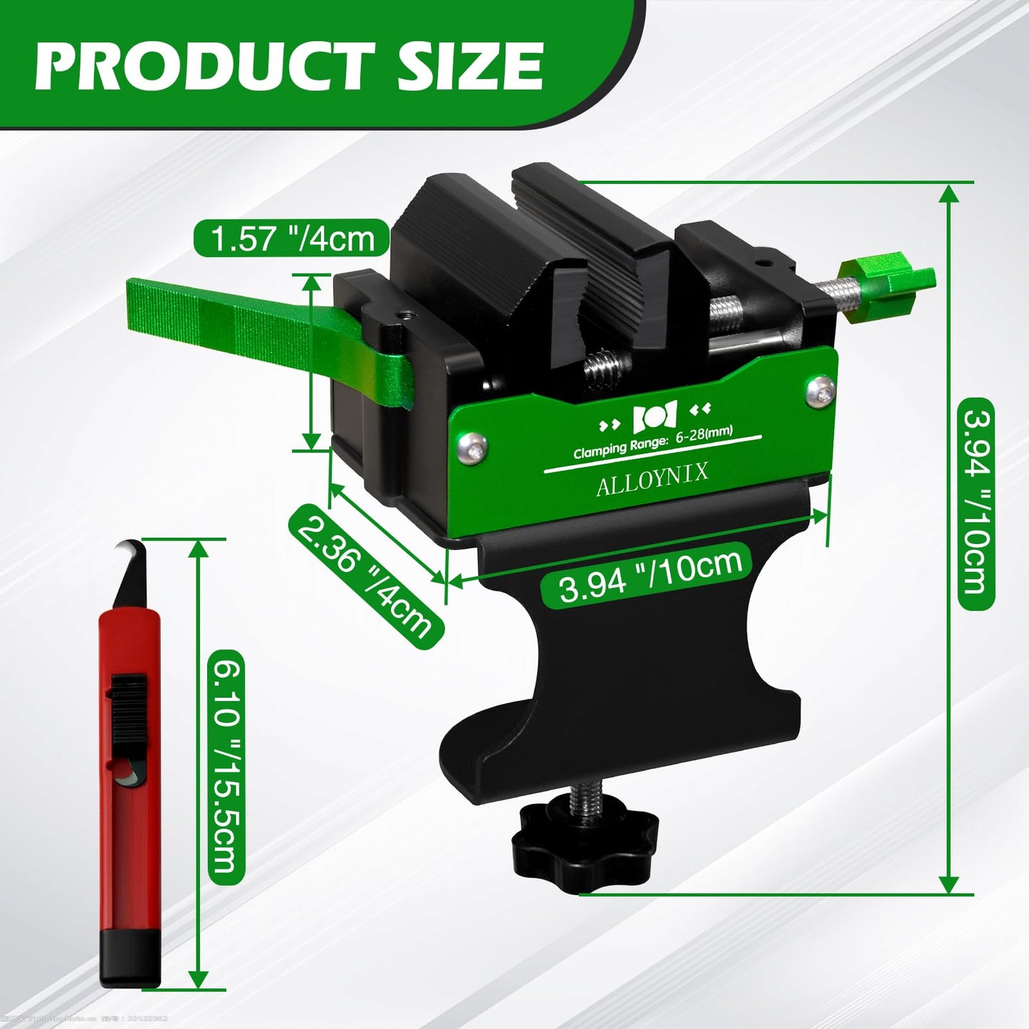 ALLOYNIX Golf Club Regripping Kit 2.0 No Drill Vise Clamp with 3mm Rubber Protection and Quick Release Fits 6-28mm Shafts for Golf Club，Gifts for Golfers Men/Dad/Him (Green)