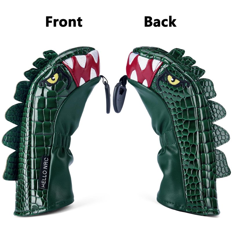 Gbourly Golf Club Green Cartoon Tyrannosaurus Rex Hybrid Head Cover Dinosaur Shaped PU Leather Headcover