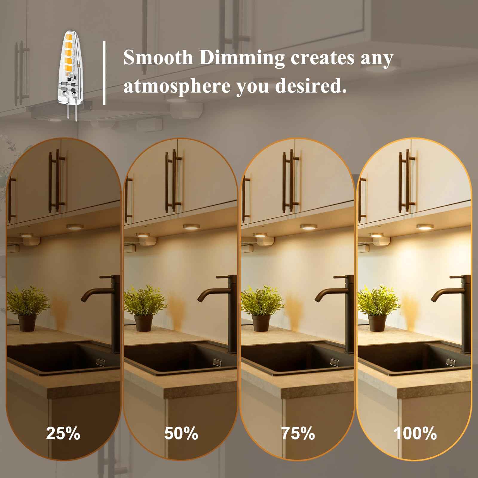 DiCUNO G4 LED Bulb Dimmable, 12V, JC Bi-Pin Base Light Bulbs 2W, Warm White 2700K, 20W T3 Halogen Replacement for Landscape Lighting, Under Cabinet Lighting, RV, Chandelier, 185 Lumen, 10-Pack