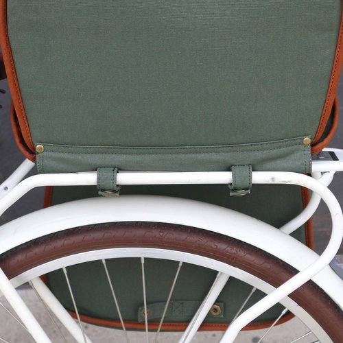 TOURBON Bike Pannier Bags Waterproof Bicycle Rear Rack Tail Bag - Canvas and Leather