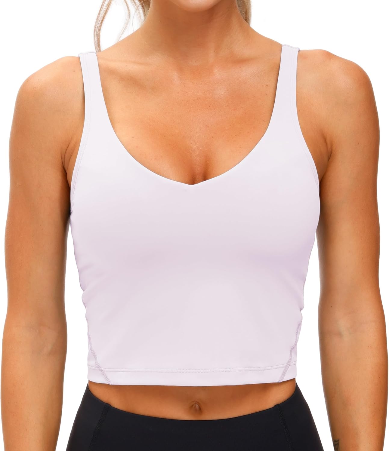 The Gym People Women's Longline Sports Bra - Wirefree Padded Design for Medium Support