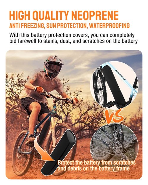 XIUWK 2-Piece EBike Battery Cover Waterproof, Bicycle Frame Battery Protector Cover