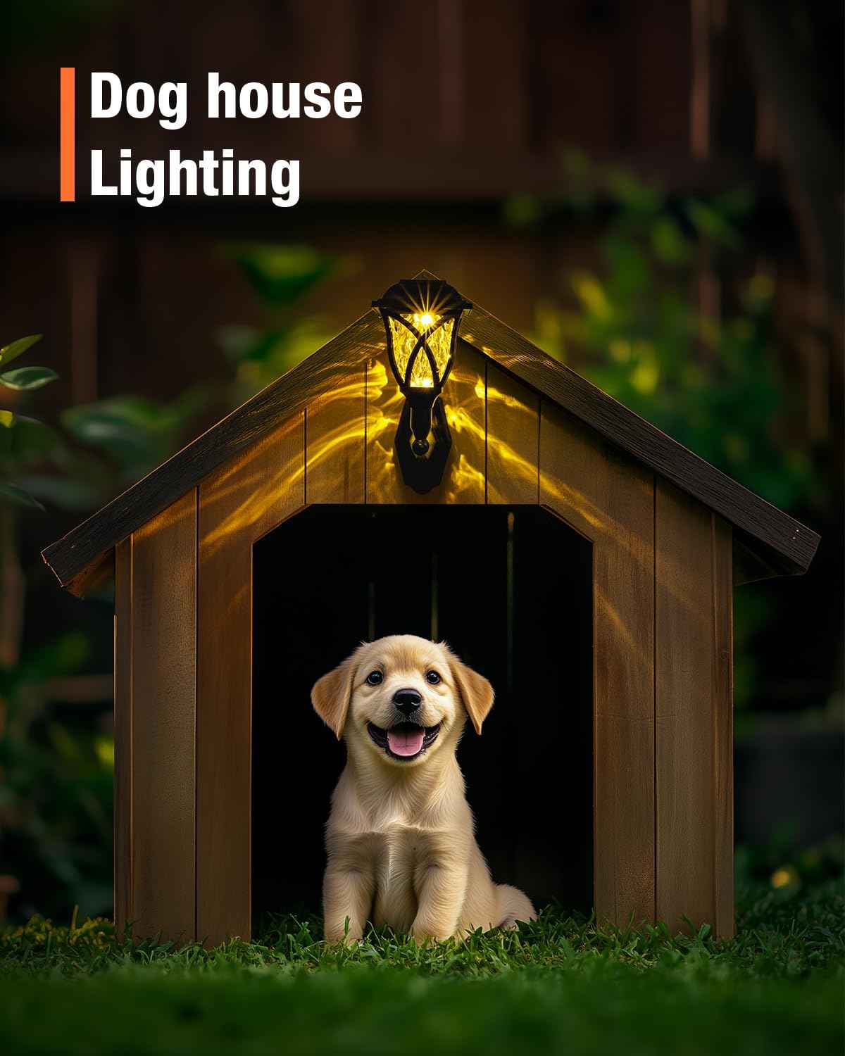 TISEJOY Solar Wall Lantern Dog House Lights, Waterproof Solar Powered Decorative Lights for Pet House, Fence, Garden, Shed and Backyard (2 Pack)