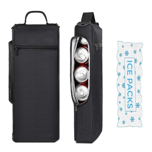 Golf Cooler Bag with Ice Pack, Keeps Drinks Cold for Hours, 6 Can Small Golf Bag Cooler, Fits Discreetly in Golf Bags, Cool Golf Gifts for Men Golfers (Black)