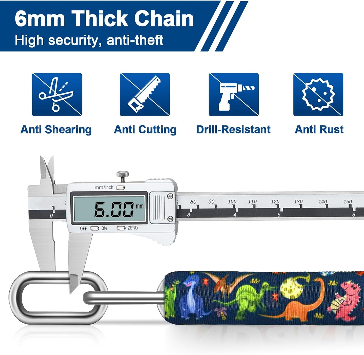 NDakter Heavy-Duty Bike Lock - 5-Digit Combination Anti-Theft Chain Lock | 2.62-6Ft Length, High Security