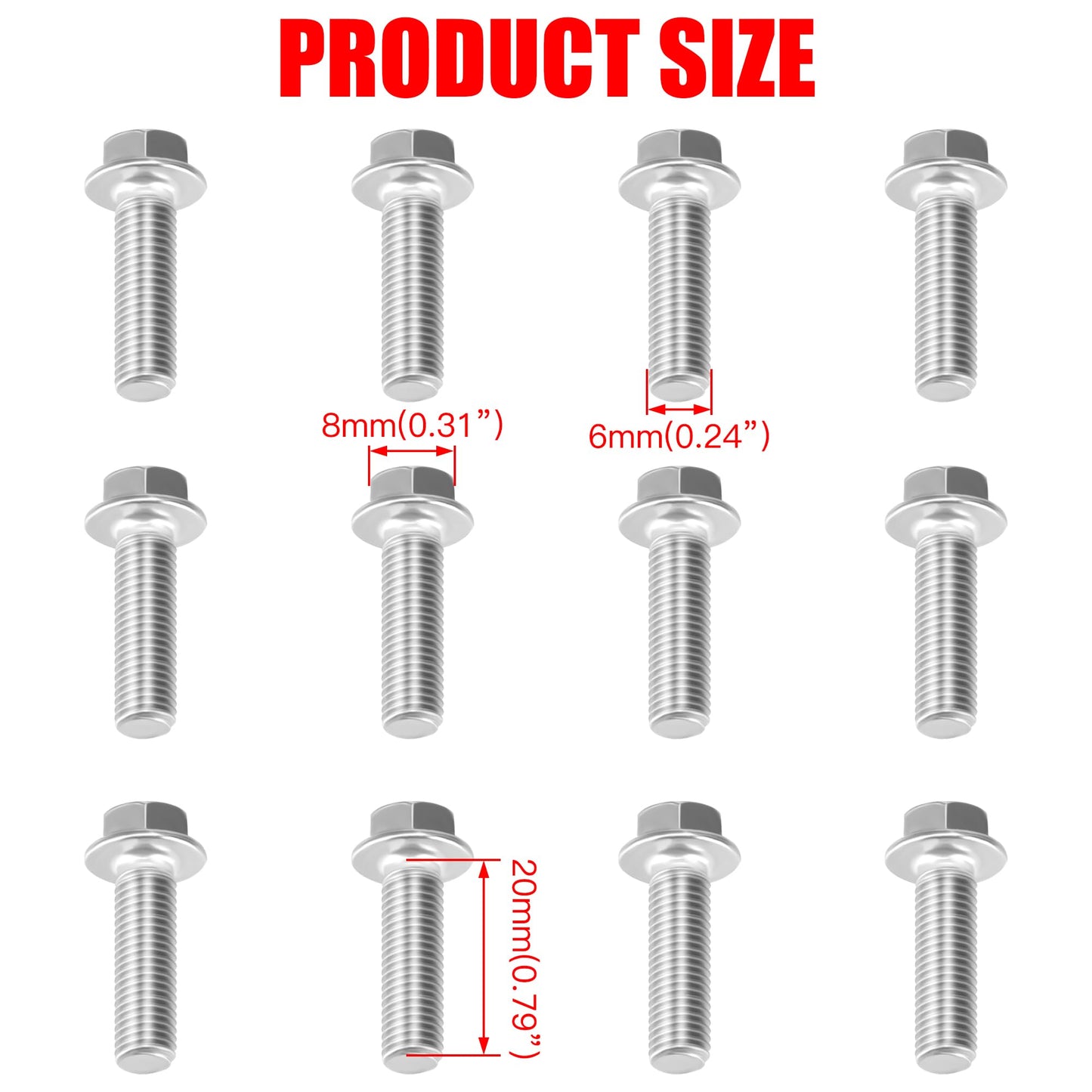 GREHUA Universal 12Pcs Mini Bike Wheel Hub Mounting Bolts for Baja Doodle Bug DB30 Hensim Motovox MBX10 MBX11 Mega Moto Coleman CT100U Trail 100 CC100X CK100 SK100 Taotao GK80 Go Kart 79cc 97cc Parts