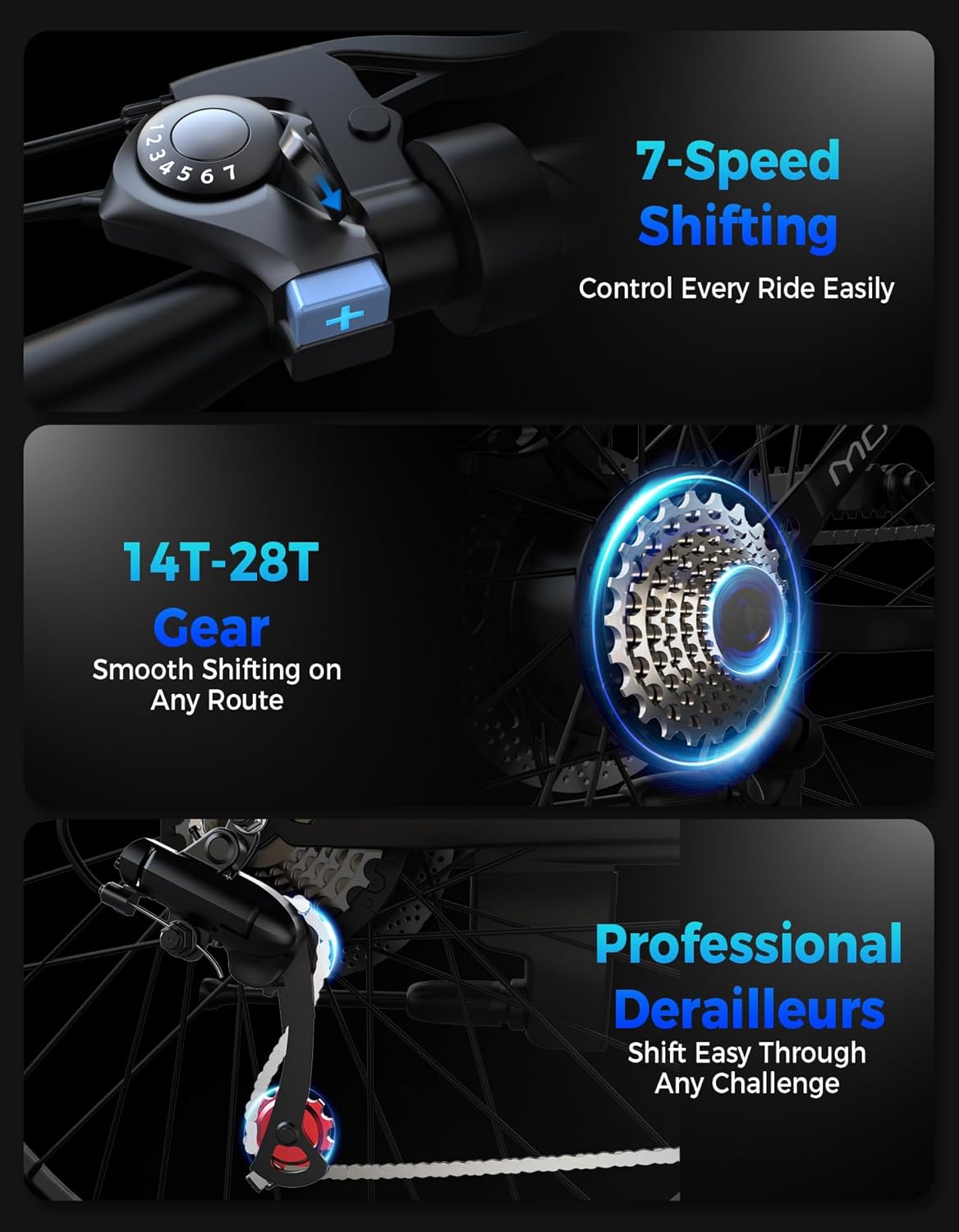 Misodo Electric Bike - 1500W Peak Mountain Ebike with 25 MPH Speed | 65 Miles Range, 7 Speeds, 48V 10Ah Battery, 26" Wheel