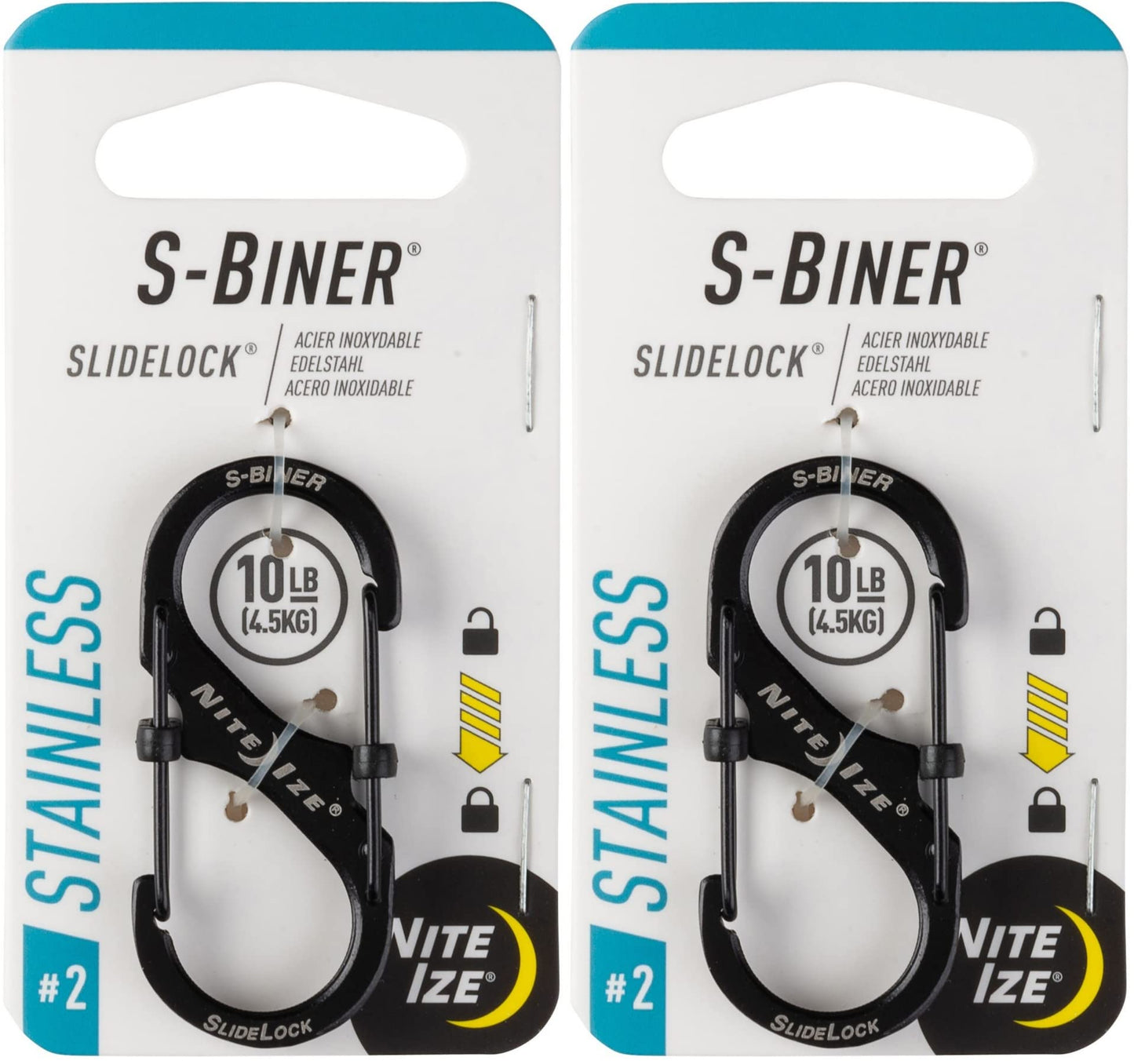 Slidelock Steel S-Biner #2 Black Nite Ize Lsb2-01-R3