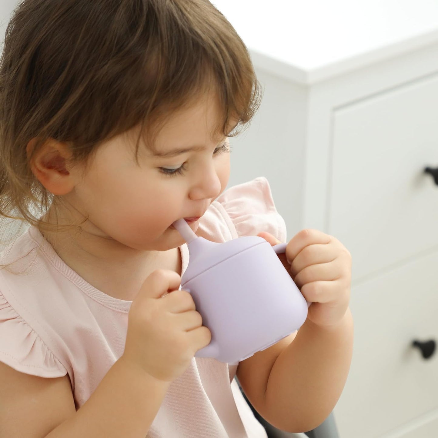 Moonkie Baby Training Cup Set - Essential Sippy Cups for Baby-Led Weaning | 2 Pack in Blush | 4 Months+
