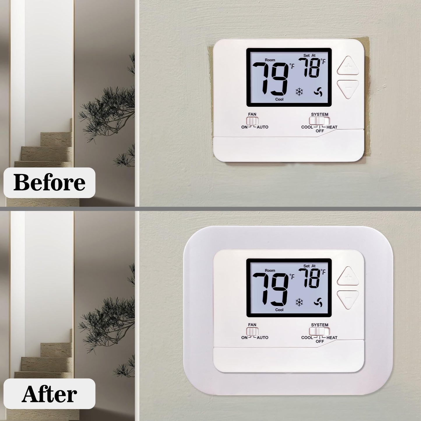 Heagstat Thermostat Wall Plate Cover - Conceal Imperfections and Beautify Your Wall (Off-White)