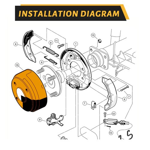 CLUBRALLY Golf Cart Brake Drum/Hub Kit, Applicable to Yamaha G1-G22 G29 1978-Up Gas or Electric Golf Cart OEM#JW8-G6521-00-00