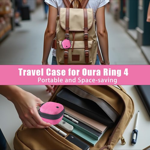 Babeezy Travel Case for Oura Ring Gen 4 – Protective Carrying Case for Ring, Charger & Cable – Compact, Lightweight & Gift Hot Pink