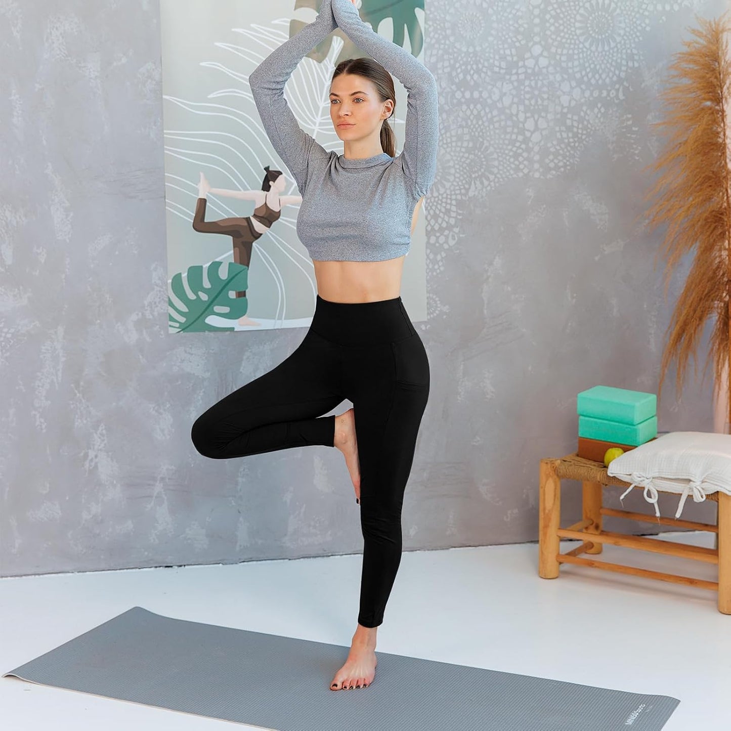Skiennix High Waisted Leggings - 2 Pack with Pockets for Women | Soft Yoga & Gym Wear