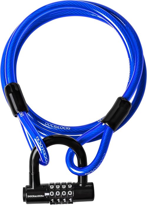 DocksLocks Security Cable Lock Set - Weatherproof Keyless U-Lock with Combination | 5ft to 25ft Length