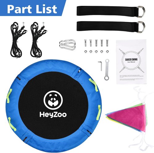 HeyZoo 48-Inch Tree Swing - Large Saucer Flying Swing for Family Fun | 900lbs Capacity, Adjustable Straps, Blue