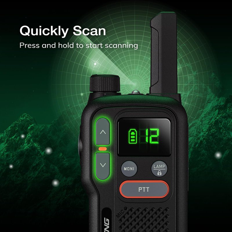 BAOFENG GT-18 Walkie Talkies for Kids Adult, License Free Long Range Rechargeable FRS Two Way Radio,1500mAh Battery, 22 Channels with NOAA, Scan for Camping Hiking Family, 3 Pack (Dark Black)