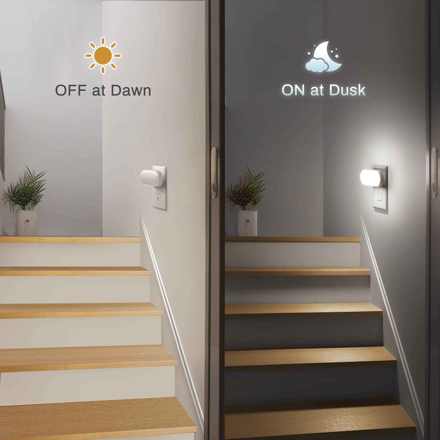 DORESshop Night Lights Plug into Wall Daylight White, Cute Dimmable Led Night Light, Dusk to Dawn Night Light 4 Packs for Kids Room, Bathroom, Stair