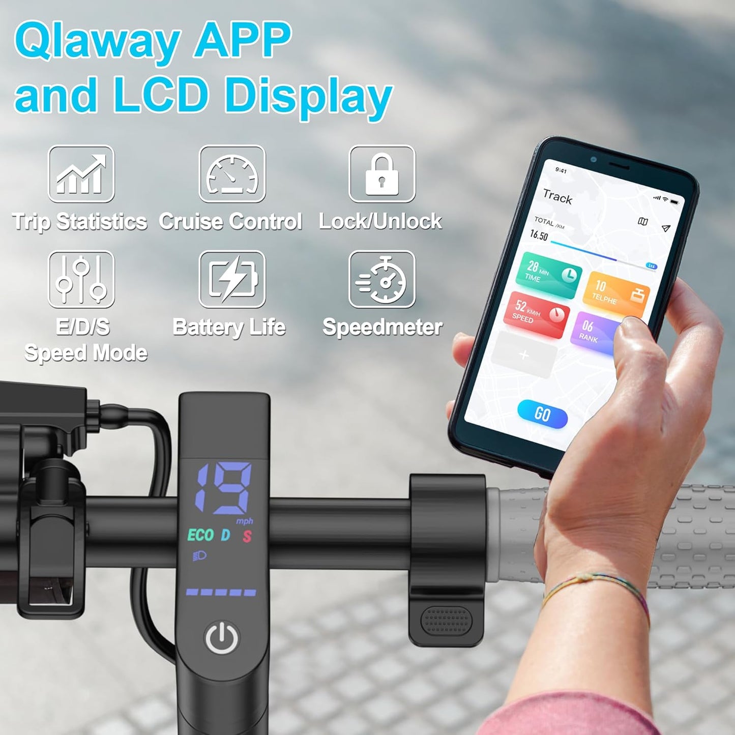 Qlaway 8.5" E-Scooter for Adults - 19/22 MPH Speed, 350/500W Motor, 22 Miles Range, Foldable Design