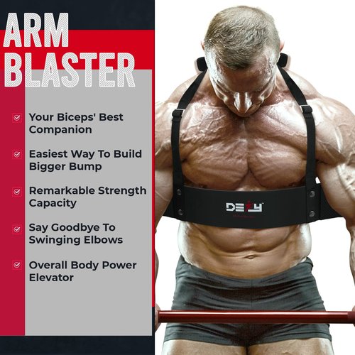 DEFY Arm Blaster for Biceps and Triceps Adjustable Curl Support with Durable 7mm Aluminum Plate and Neck Pad for Strength Training Bodybuilding isolator Curl Machine - Black