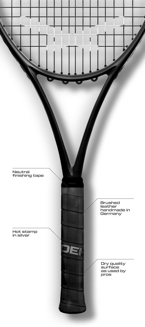 OEHMS Pro Leather Tennis Grip | Black | Adhesive Replacement Grip | Made in Germany