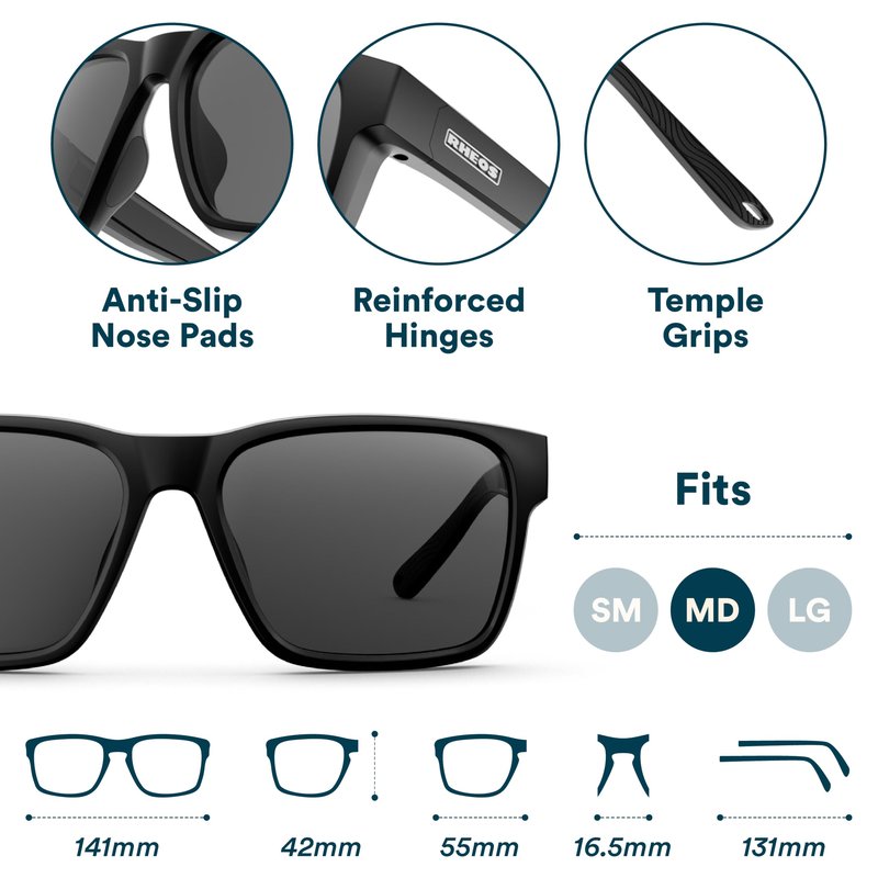 Rheos Bimini |Gunmetal | Smoke| Floating Polarized Sunglasses | 100% UV Protection | Anti-Glare | Mens & Womens