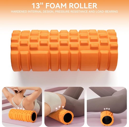 Krightlink 5-In-1 Foam Roller Set - Deep Tissue Massage & Fitness Tools | Whole Body Relief (Orange/Black)