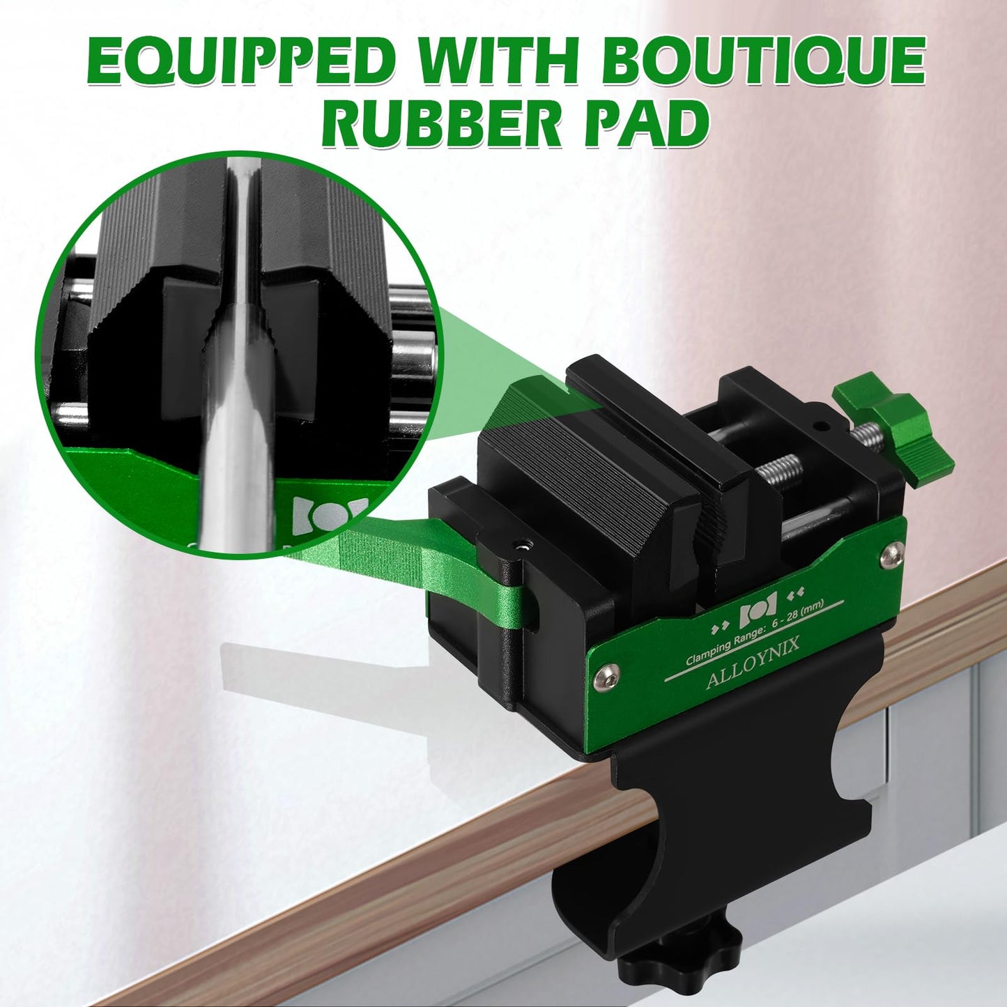ALLOYNIX Golf Club Regripping Kit 2.0 No Drill Vise Clamp with 3mm Rubber Protection and Quick Release Fits 6-28mm Shafts for Golf Club，Gifts for Golfers Men/Dad/Him (Green)