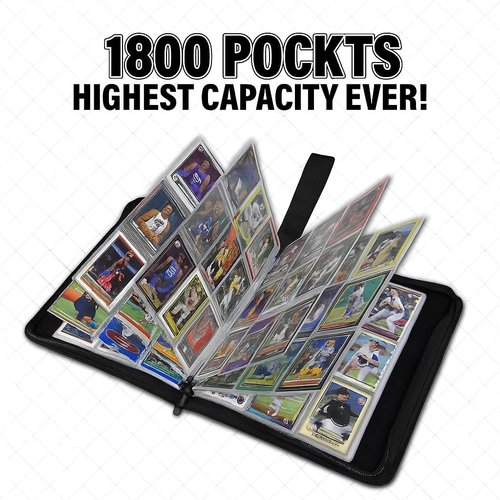 1800 Pockets Trading Card Sleeves - Premium 9-Pocket Protectors for TCG Storage | 100 Sheets