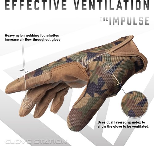 Glove Station Impulse 1.0 Touchscreen Gloves for Men - Suede Leather & Spandex for Motorcycle, Airsoft, Paintball & Work