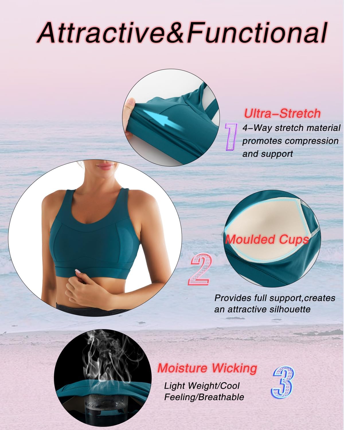RUNNING GIRL High Impact Sports Bra - Racerback Workout Crop Tank Top for Ultimate Comfort & Support