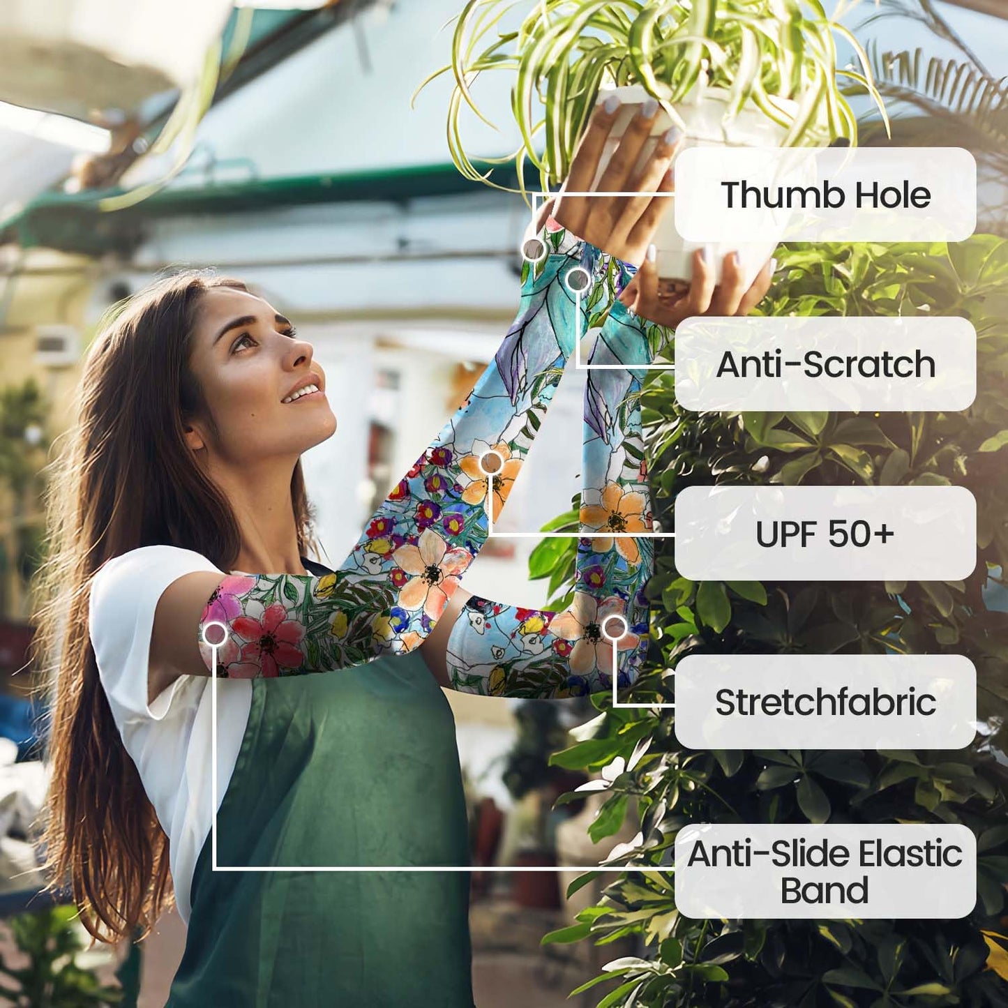 YPHCDO Gardening Sleeves Sun Protection Cooling Arm Sleeves Breathable Anti-Scratch Protective Sleeves for Women Men