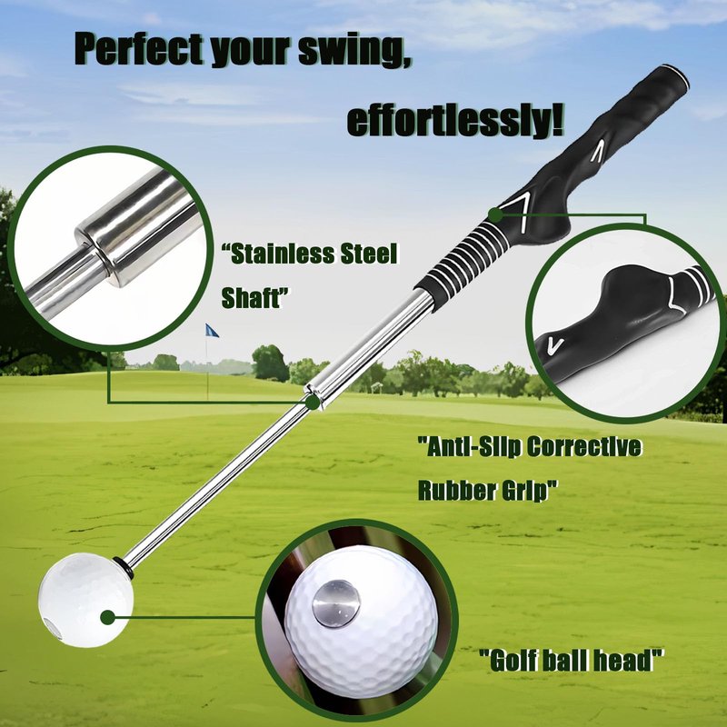 Ruoyang Retractable Golf Swing Trainer & Golf Grip Trainer for Warm-up, Right-Handed Golf Training Aid with Strength & Tempo Practice, Indoor Golf Club for Chipping and Hitting