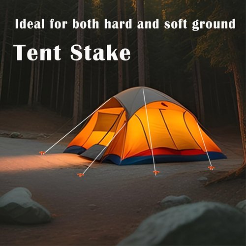 Nexboraque 20 Pack Tent Stakes - 9.75 Inch Galvanized Non-Rust Ground Stakes Heavy Duty Canopy Anchors Metal Tent Pegs for Camping, Garden, Hiking, Orange