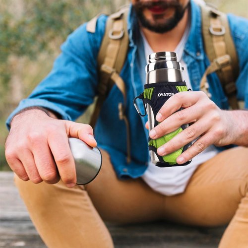 OYATON Water Bottle Carrier with Straps - Universal Water Bottle Holder Sling for Walking, Hiking, and Travel - Compact & Foldable Design