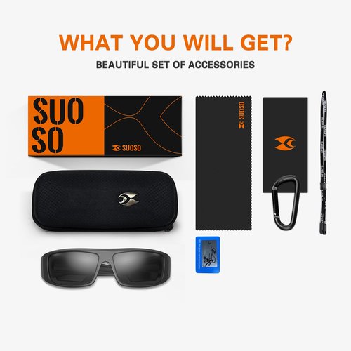 suoso Polarized Sports Sunglasses for Men: UV400 Protection Wrap Around Women Sun Glasses for Fishing Golf Running