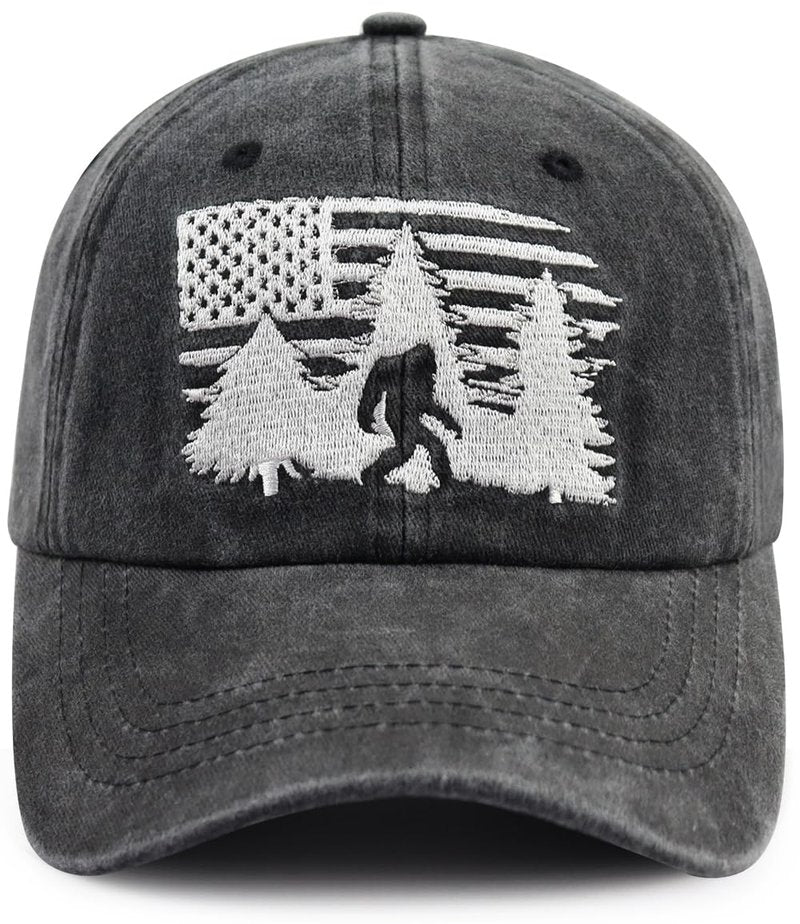 Bigfoot American Flag Gifts for Men Women, Sasquatch Military Hat, USA Army Big Foot Baseball Cap, Birthday Gifts for Sasquatch Lovers Hunter Camper
