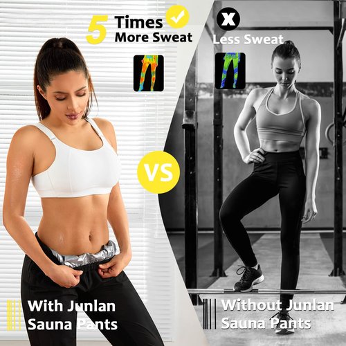 Junlan Sauna Suit for Women Sweat Sauna Pants Gym Workout Sweat Suits for Women (C.Black Pants Only,3X-Large)