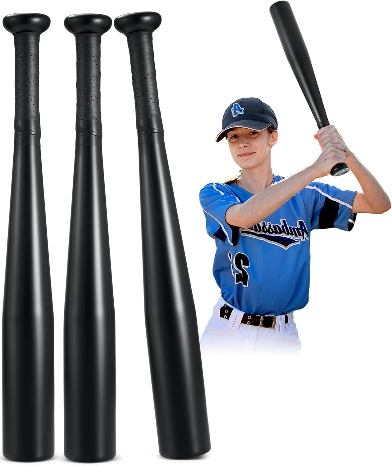 Simgoing 3 Pcs Aluminum Baseball Bats - 17-Inch One-Handed Training & Self-Defense Tools