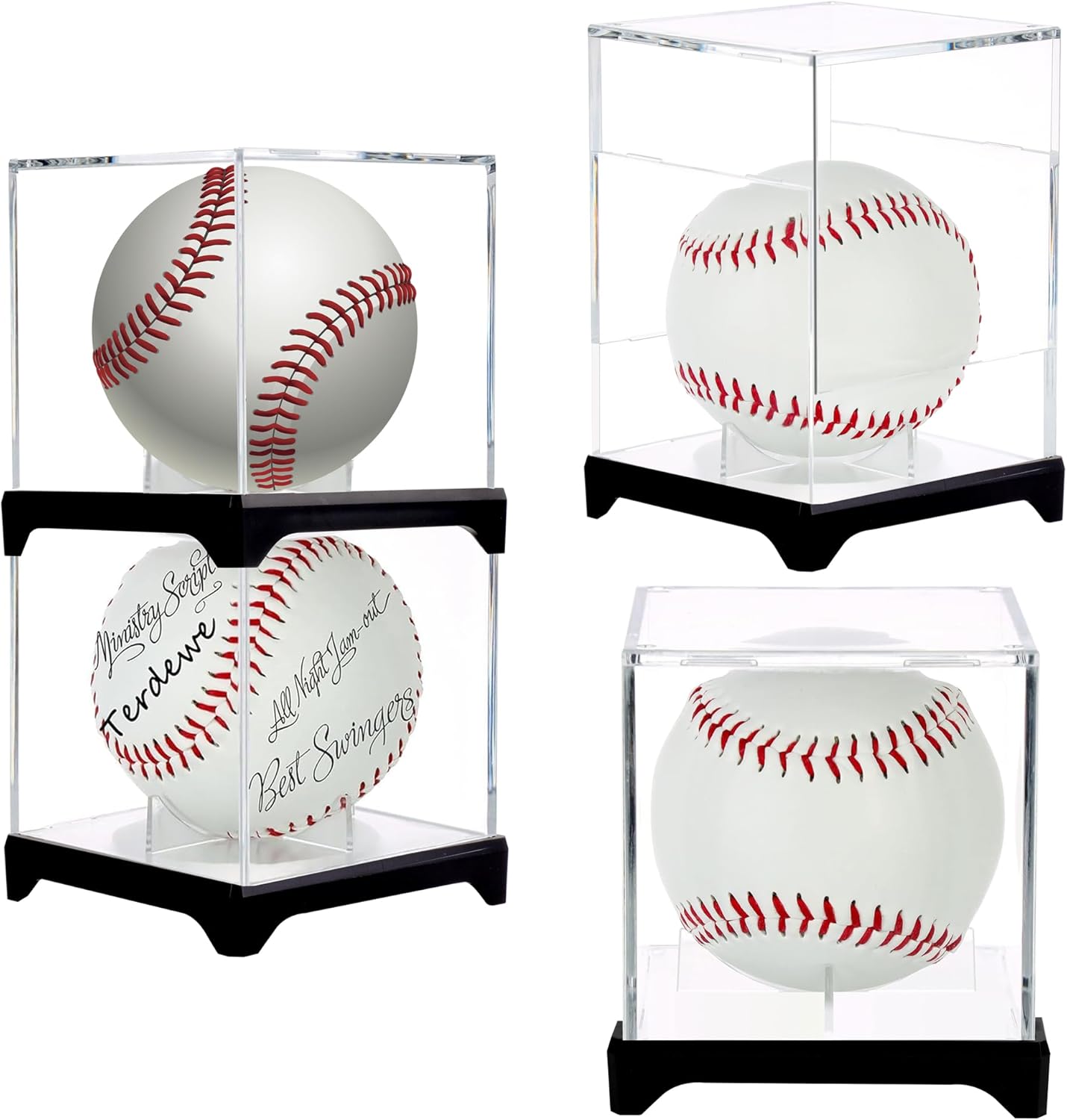 Skiennix Baseball Display Case - UV Protected Acrylic Boxes for 4 Baseballs | Durable & Stylish