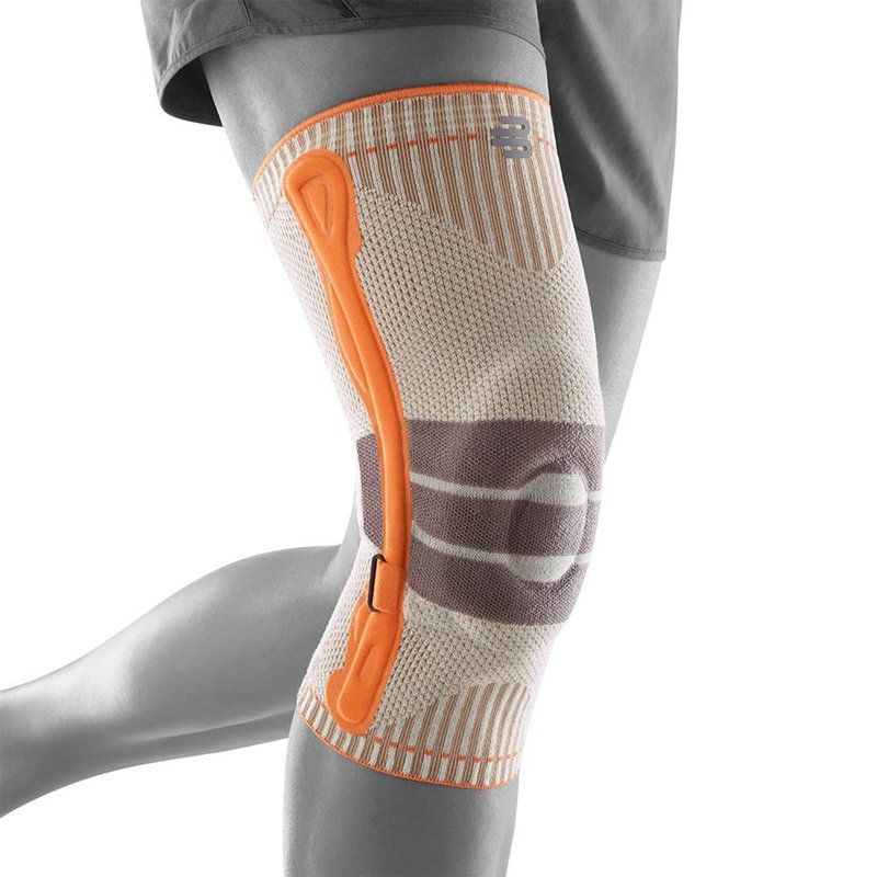 Bauerfeind Outdoor Knee Support, Unisex Knee Brace for Hiking, Walking, and Running, Sandstone-Orange, M
