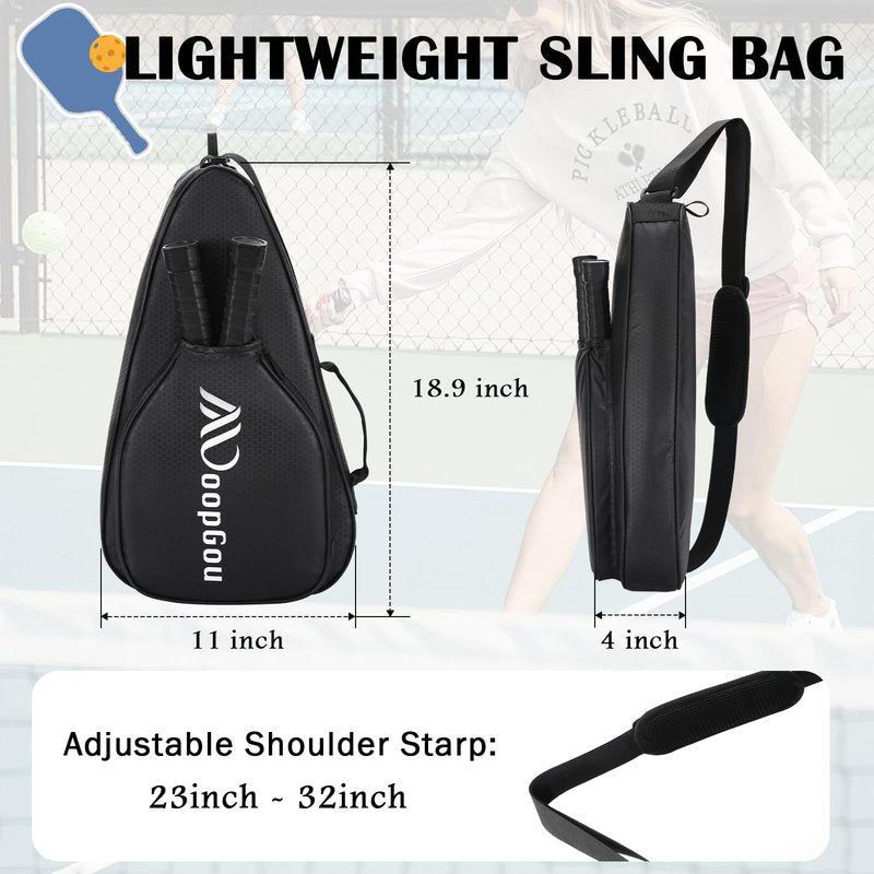MoopGou Pickleball Bag - Pickleball Bags for Women Men - Pickleball Backpack with Adjustable Shoulder Strap for Pickleball Paddles, Pickleball Tote Bag for Sports, Travel- Black