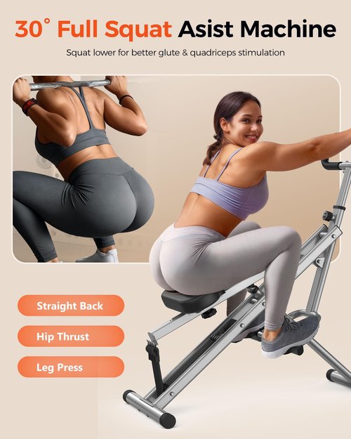 Sportsroyals Squat Machine for Home, Deep Squat Trainer for Women with Resistance Bands, Glutes & Abs Workout, 350lbs Capacity, Foldable