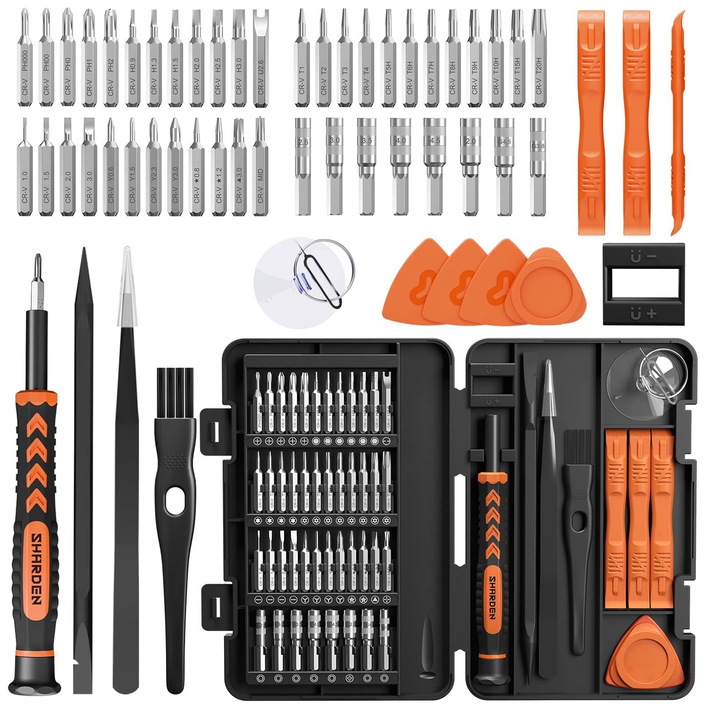 SHARDEN 58 in 1 Small Precision Screwdriver Set Magnetic Mini Screwdriver Set with Case Professional Electronic Tools Kit for iPhone, MacBook, Computer, Laptop, PC, RC, PS4, Xbox, Eyeglasses, Watch