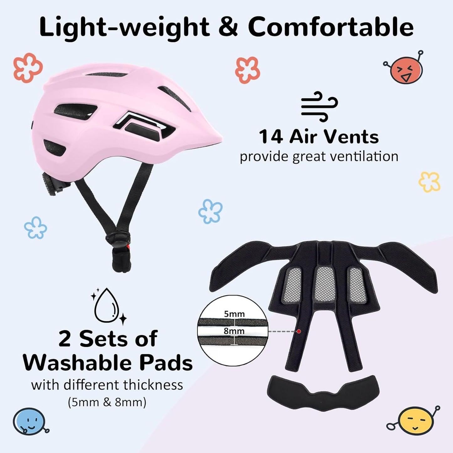 Skiennix Toddler Bike Helmet - Adjustable Multi-Sport Design for Ages 2-6 | Two Sizes Available