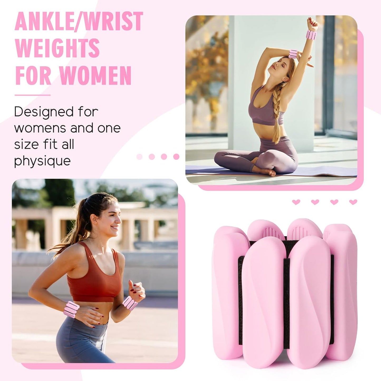 Skiennix Wrist Weights - Adjustable 2lb Wearable Arm & Ankle Weights for Yoga, Pilates & Gym