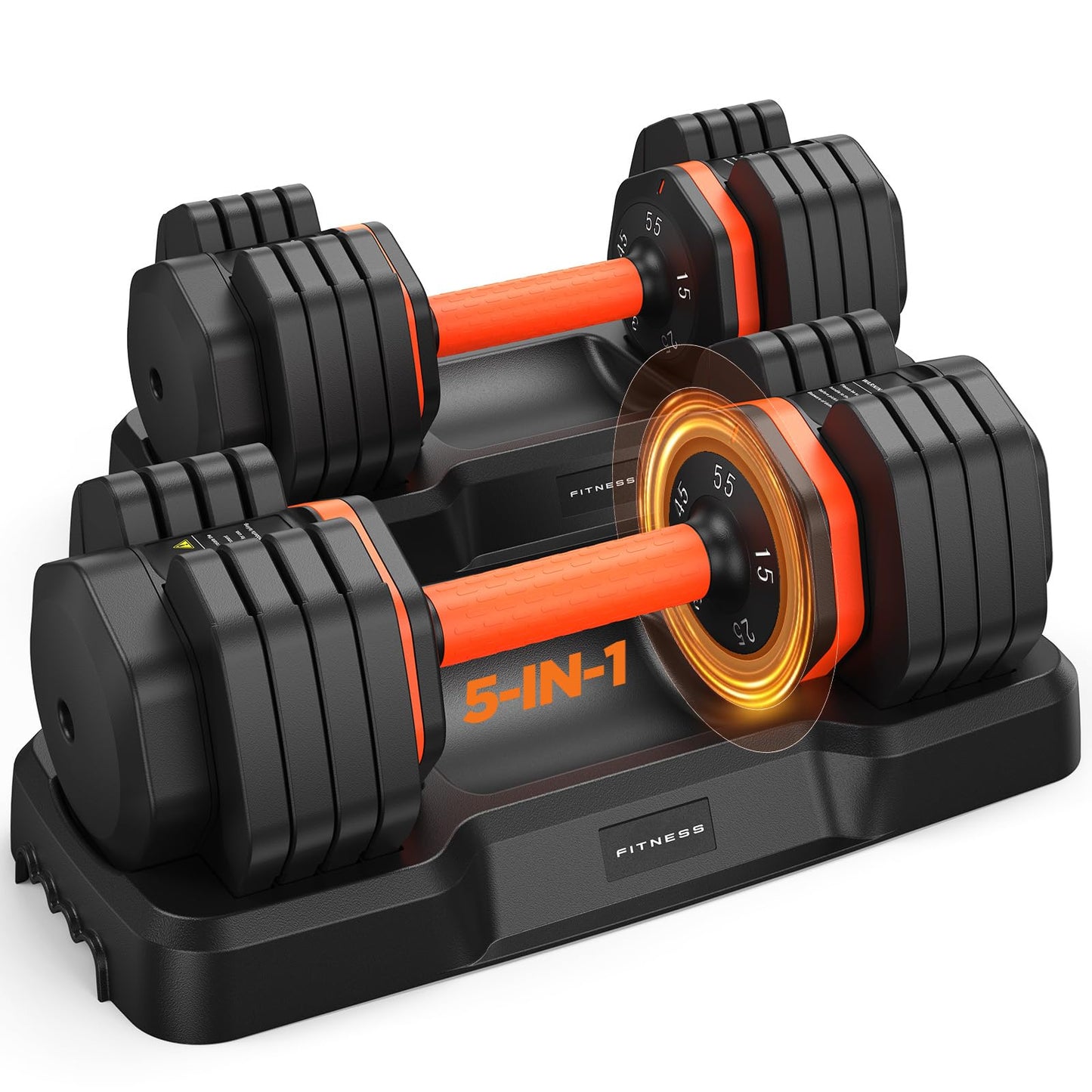 2026 FDB2 Updated Adjustable Dumbbell Set of 2, 5-in-1 Weights Dumbbell Set with Storage Box, 55lbs Adjustable Weights with Anti-slip Silicone Grip, Weight Set For Home Gym Suit both Men and Women