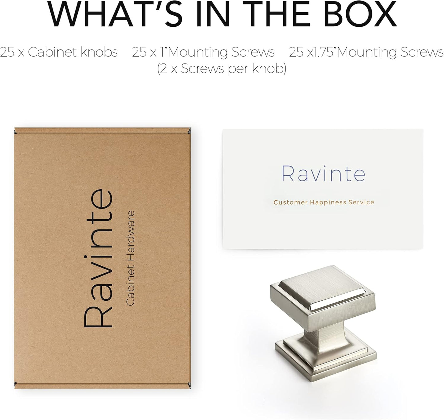 30 Pack Matte Black Square Kitchen Cabinet Knobs - Modern Zinc Drawer Pulls & Handles