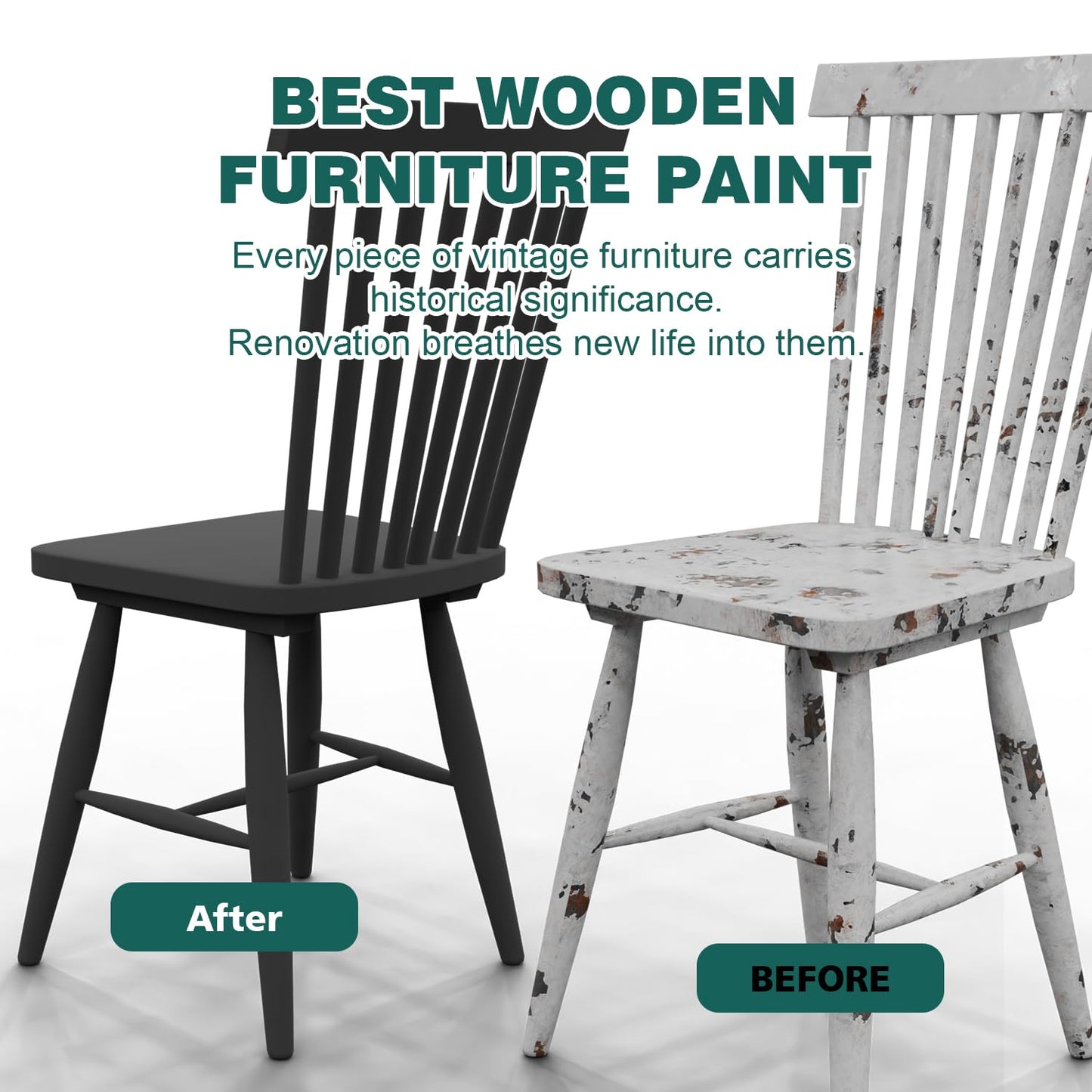 Black Wood Furniture Paint 7.1oz - Water-based & Low Odor All-in-One No Sanding - Cabinet Paint - Matte Finish Indoor Outdoor Liquid Wood for Cabinets, Doors, Tables and Dressers