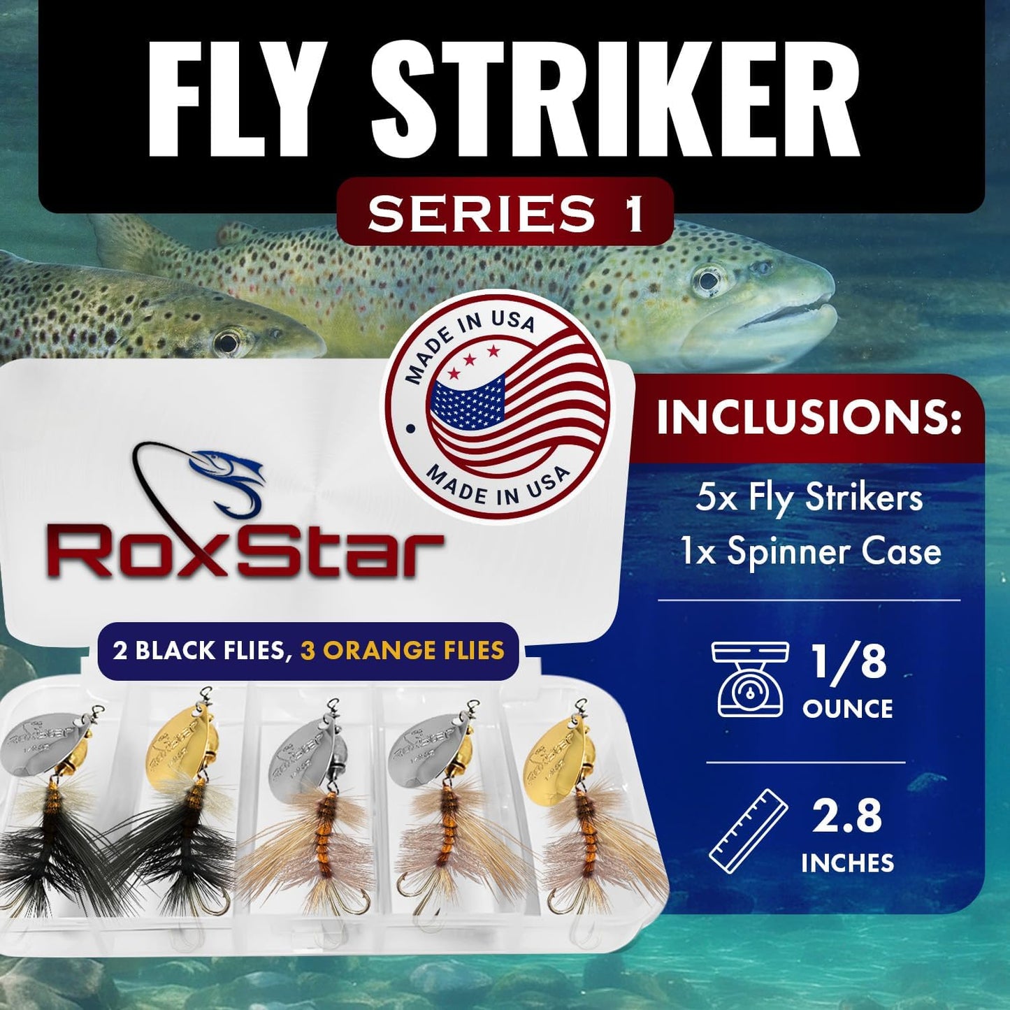 RoxStar Fly Strikers | Proven Fishing Spinner for Trout, Bass & Steelhead | Hand-Tied in the USA