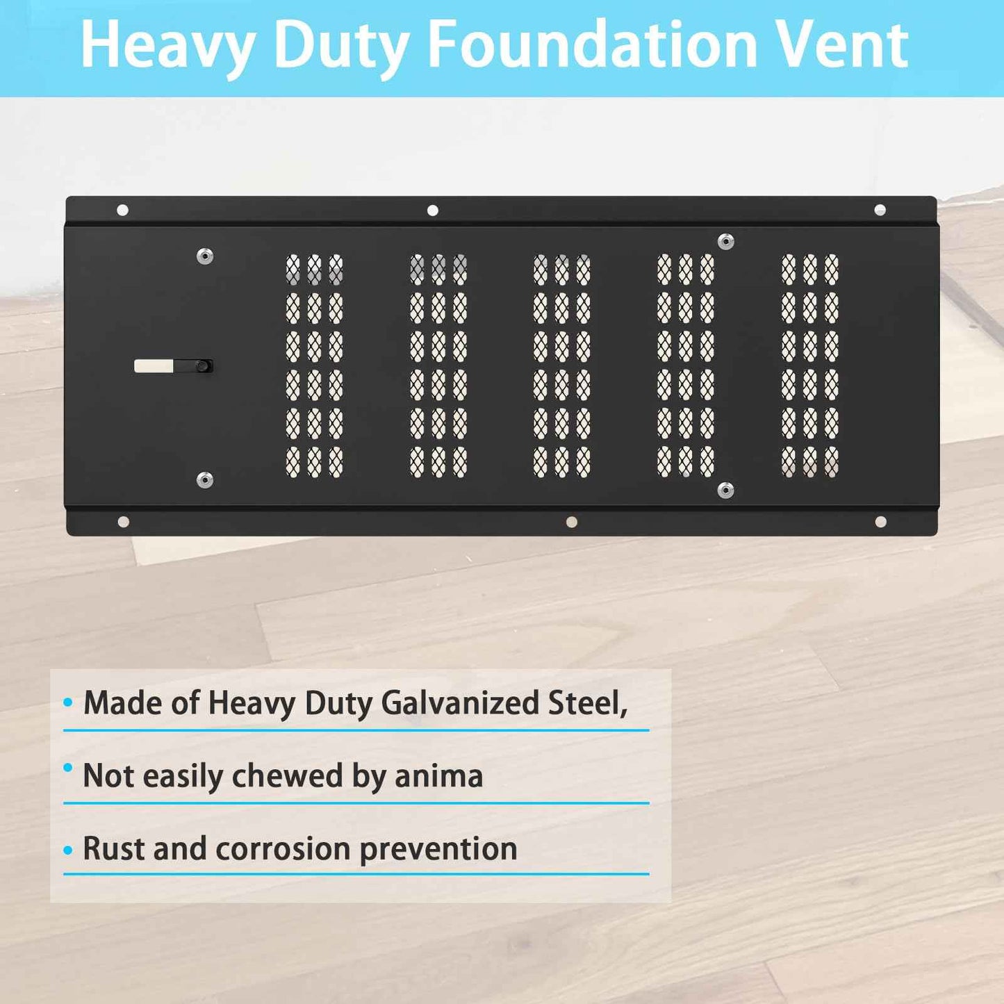 Crawl Space Vent Cover,Foundation Vent Cover for Crawl Space Garage Attic Home Improvement,16"x6.5" Outdoor Foundation Air Wall Vent with Damper&Screen to Reduce Moisture,Black,1PCS